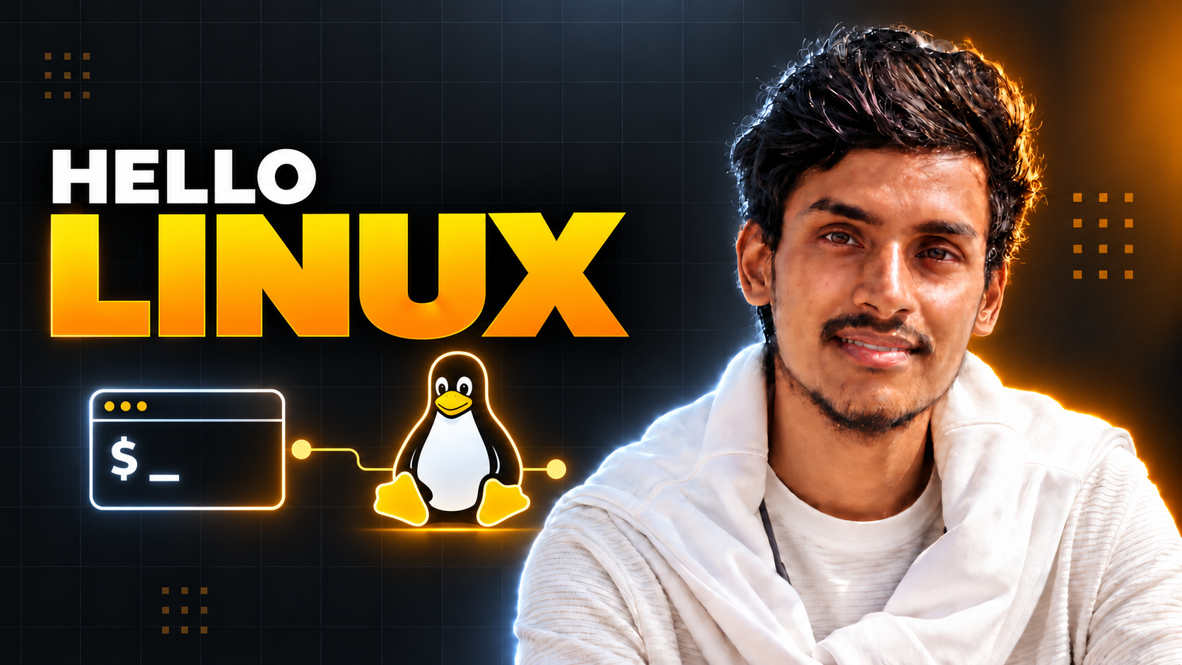 Hello Linux course thumbnail featuring Chanchal K Maurya